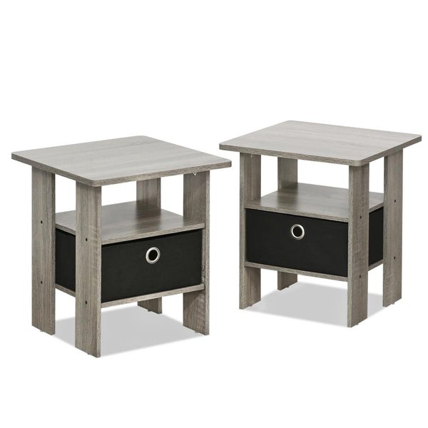 Furinno Furinno 2-11157GYW Petite End Table Bedroom Night Stand - Set of 2 2-11157GYW
